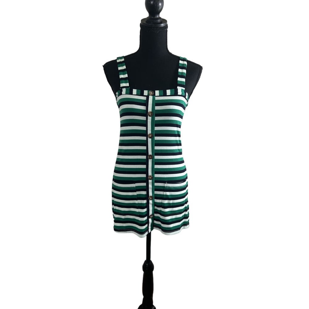 NWT Women's Olivaceous Striped Mini Dress Size S Green White